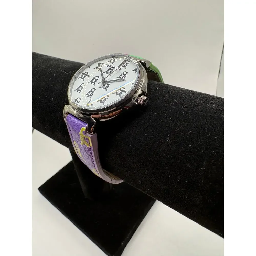 Steve Madden Women's Silver Tone Monogram Dial Fashion Watch